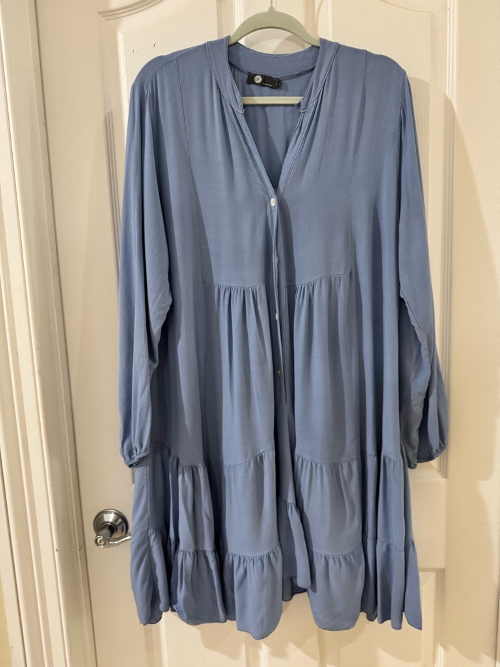 Light Blue Tiered Midi Dress - Unbranded